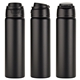aerial view a black cabrio 24 oz recycled stainless steel vacuum insulated bottle, image 1 of 4