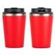aerial view a red paragon 12 oz recycled polypropylene / stainless steel tumbler, image 1 of 3
