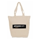 aerial view a beige beige 100 cotton canvas tote bag, image 1 of 2
