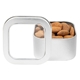 aerial view a silver window tin with almonds, image 1 of 7