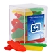 a clear acrylic box with swedish fish