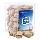 a clear acrylic box with pistachios