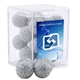 a clear acrylic box with chocolate golf balls