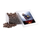 a clear acrylic box with choc covered raisins