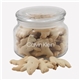a clear glass jar jar with animal crackers