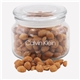 a clear glass jar jar with honey roasted peanuts