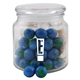 a clear glass jar jar with chocolate globes