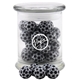 a clear jar with chocolate soccer balls