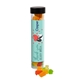 aerial view a clear clever candy large 6 candy tube with gummy bears, image 1 of 6