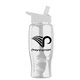 aerial view a clear bottle & white lid poly - pure - 27 oz transparent bottle with flip straw lid, image 1 of 2
