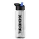 a clear bottle & black/blue spout lid the guzzler - 32 oz transparent bottle with flip straw lid