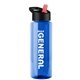 a transparent blue bottle & black/red spout lid the guzzler - 32 oz transparent bottle with flip straw lid