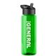 a transparent green bottle & black lid the guzzler - 32 oz transparent bottle with flip straw lid