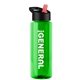 a transparent green bottle & black/red spout lid the guzzler - 32 oz transparent bottle with flip straw lid