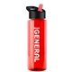 a transparent red bottle & black/red spout lid the guzzler - 32 oz transparent bottle with flip straw lid