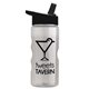 a clear bottle & black lid mini mountain 22 oz tritan(tm) sports bottle with flip straw lid