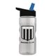 a clear bottle & black/blue spout lid mini mountain 22 oz tritan(tm) sports bottle with flip straw lid