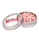 aerial view a silver small top view tin - imprinted conversation hearts, image 1 of 4