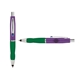 a purple cap & navy clip & green grip turner ballpoint pen / stylus