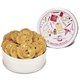 aerial view a white fresh beginnings double chip cookie tin, image 1 of 2