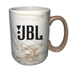 aerial view a tan 16oz ace matte marble stoneware mug, image 1 of 2