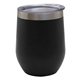 a black 12 oz custom vacuum wine cup