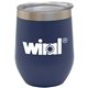 a blue 12 oz custom vacuum wine cup