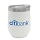 a white 12 oz custom vacuum wine cup