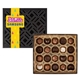 aerial view a black gourmet chocolate truffles gift box w / square band - 20 pc, image 1 of 3