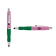 a pink cap & black clip & green grip turner ballpoint pen / stylus