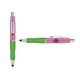 a pink cap & red clip & light green grip turner ballpoint pen / stylus
