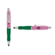 a pink cap & red clip & green grip turner ballpoint pen / stylus