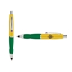 a yellow cap & purple clip & green grip turner ballpoint pen / stylus