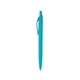aerial view a light blue sleek write rubberized pen, image 1 of 3