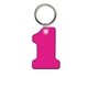 a trans neon pink key tag - number one - spot color