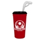 a red cup & black lid super size 32 oz stadium cup with lid and straw