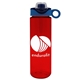 a transparent red bottle & cyan with blue spout lid the freedom bottle - 28 oz tritan(tm) renew bottle with silicone loop handle lid