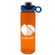 a transparent orange bottle & cyan with blue spout lid the freedom bottle - 28 oz tritan(tm) renew bottle with silicone loop handle lid