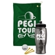 a green towel & black lid & transparent smoke bottle the tourney - golf kit