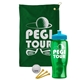 a green towel & cyan lid & transparent green bottle the tourney - golf kit