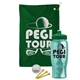 a green towel & green lid & transparent teal bottle the tourney - golf kit
