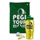 a green towel & green lid & transparent yellow bottle the tourney - golf kit