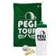a green towel & green lid & white bottle the tourney - golf kit
