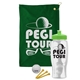 a green towel & lime green lid & clear bottle the tourney - golf kit