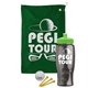 a green towel & lime green lid & transparent smoke bottle the tourney - golf kit