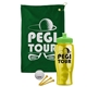 a green towel & lime green lid & transparent yellow bottle the tourney - golf kit