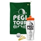 a green towel & orange lid & clear bottle the tourney - golf kit