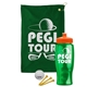 a green towel & orange lid & transparent green bottle the tourney - golf kit