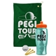 a green towel & orange lid & transparent teal bottle the tourney - golf kit