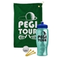 a green towel & royal blue lid & transparent teal bottle the tourney - golf kit